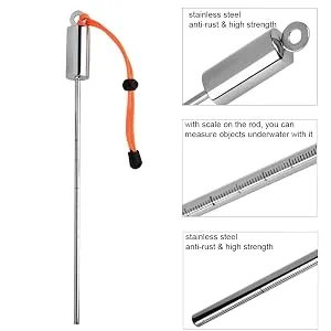 Alomejor Lobster Stick Scuba Diving Underwater Pointer Stick Rod Lanyard Strap Stainless Steel Diving Noise Maker Black - product information 19