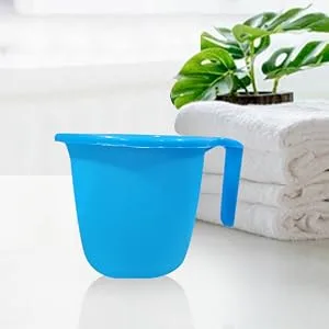 ATCUSA Plastic Mugs for Bathroom Bath Accessory x 1 Mug Bathing Mugs Dabba camping mug, certified bathing water mug - 1.5 litre capacity - Assorted colors - BATH MUG