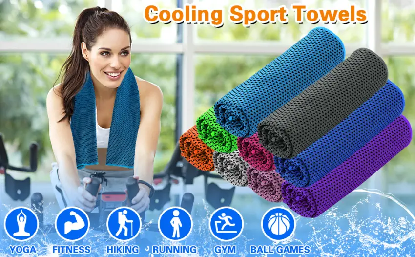 AUGSUN 9 Pack Workout Towels for Gym,Snap Cooling Sport Towels Fast Drying Gym Sweat Towels for Neck Fitness 9 Colors - cooling towels