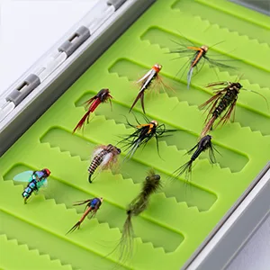 Bassdash Waterproof Fly Box Single/Double Sided Fishing Flies Storage With Foam/Silicone Slits Insert Type 8 - 121 Silicone Slits 7.4"x4.1"x0.7 - fishing fly box