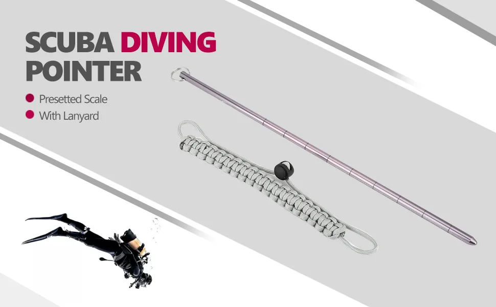 Bnineteenteam Scuba Diving Pointer, Aluminum Alloy Tickle Stick Lobster Pointer with Parachute Lanyard for Scuba Diving Gray - Scuba Diving Pointer