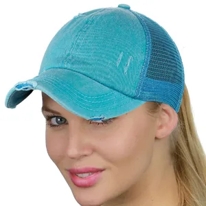 C.C Ponycap Messy High Bun Ponytail Adjustable Mesh Trucker Baseball Cap Hat White - product information 5