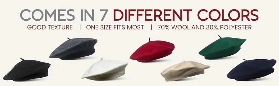 CHAPEAU TRIBE Classic Stretchable Wool French Beret Black - comes in 7 different colors good texture