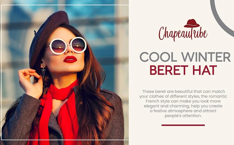 CHAPEAU TRIBE Classic Stretchable Wool French Beret Black - cool winter beret hat