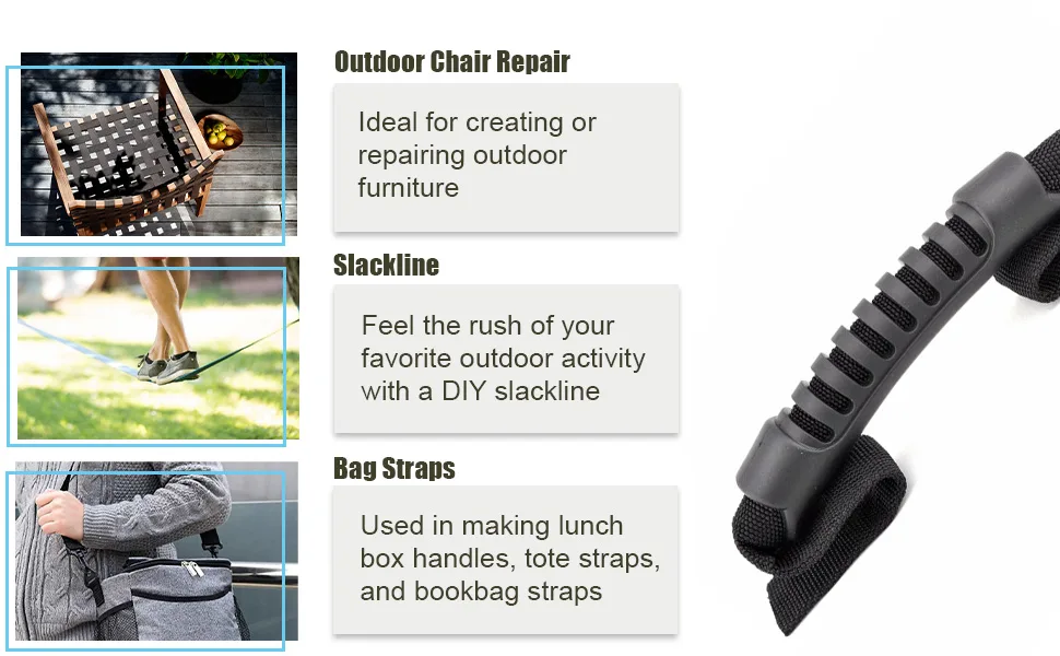 Country Brook Design - 1/2 Inch Polypropylene (Polypro) Webbing 10 Yards (Pack of 1) Black - outdoor chair purse strap duffel bag strap
