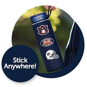 Auburn University Sticker Tigers War Eagle Stickers Vinyl Decals Laptop Water Bottle Car Scrapbook T2 (Type 2) - Blue thermos water bottle with Auburn University stickers on it, Aubie the Tiger, tigers