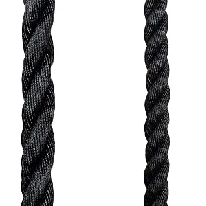 Battle Rope Anchor Strap Kit | Heavy Duty Reinforced Nylon | Easy and Fast Setup | Stops Rope Damage | Stainless Steel Carabiner | Includes Exercise Guide | Black with White Stripe - Battle Rope Size