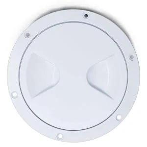 Five Oceans Marine Round Inspection Deck Plate Hatch with Detachable Smooth Center, Water Tight for Outdoor Installations, 4, 5, 6, 8 inches White. 4" Deck Plate - FIVE OCEANS