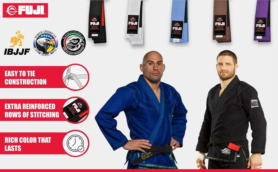 FUJI  Premium Cotton Blend BJJ Belt A2 White - FUJI