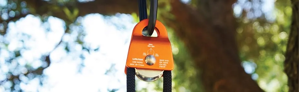 Fusion Climb Ekat Micro Aluminum Side Swing Pulley, Backyard Zipline, Trolley (Orange) 11MM ROPE Orange - product information 2