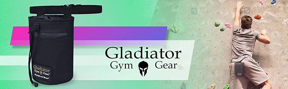 Gladiator Climbing Chalk Bag , Drawstring Hand Chalk Bag with Pockets , Loop and Adjustable Belt, Chalk Bag for Rock Climbing , Weightlifting and Gymnastic Black - product information 2