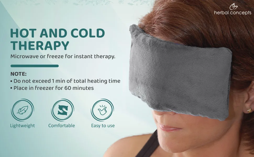 Herbal Concepts Aromatherapy Rectangular Shaped Microwaveable Wrap Made of Organic Flaxseed, Yarrow, & Hops for Eye | Eye Pack Relieves Sinus & Headache | Available in Berry Fields Berry Fields Scented - Hot and cold therapy