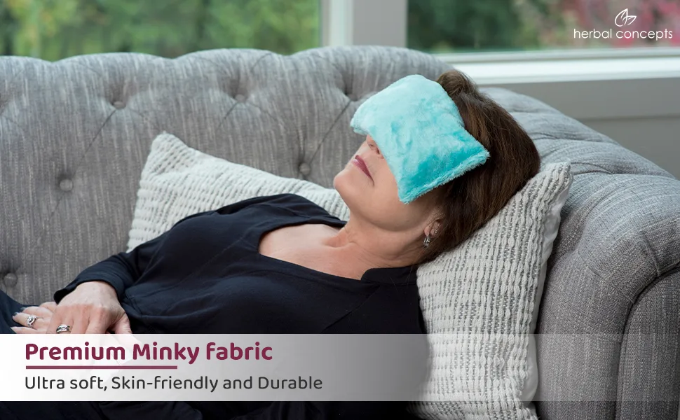Herbal Concepts Aromatherapy Rectangular Shaped Microwaveable Wrap Made of Organic Flaxseed, Yarrow, & Hops for Eye | Eye Pack Relieves Sinus & Headache | Available in Berry Fields Berry Fields Scented - Minky fabric