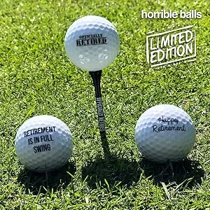 Golf Funny Gift Sets- Funny Gag Novelty Present for Him for Golfers - Offically Retired Pack - 3 pack novelty golf balls for retirement gift funny joke gag gift retired officially retired