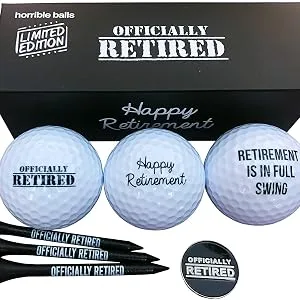 Golf Funny Gift Sets- Funny Gag Novelty Present for Him for Golfers - Offically Retired Pack - Novelty golf balls retired retirement friend colleague husband golfer golf fan gift gag