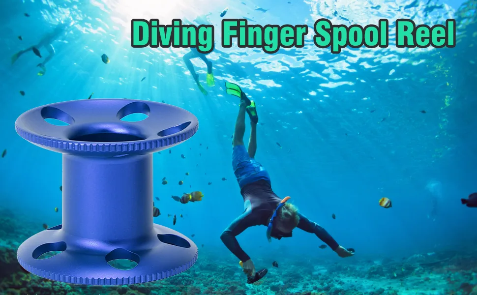 Aluminum Alloy Diving Reels, Lightweight Underwater Finger Spool Reel for Free Diving Snorkeling (Blue) - B08837Y8F6