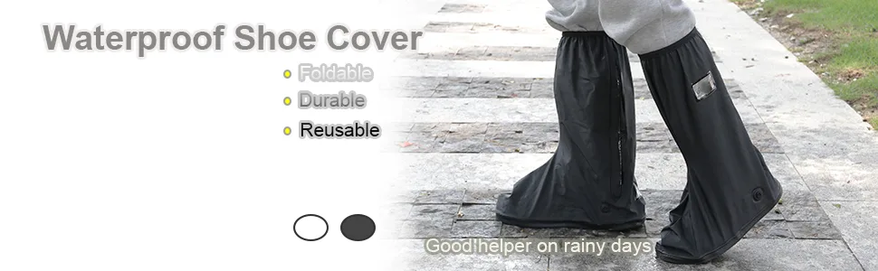 KRATARC Waterproof Shoes Covers Foldable Rain Boot Reflective Snow for Men Women Outdoor Cycling Walking Hiking Black Medium - waterproof shoe cover