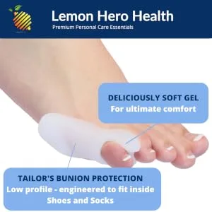 Bunionette Corrector Pads - 6-Pack of Small Pinky Toe Tailors Bunion Pain Relief Protectors with Premium Gel Cushions - Best Foot Orthotics and Toe Straightener Sleeve. Unisex 4 Piece Set - Tailor