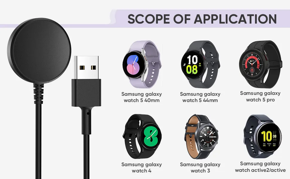 2-Pack Charger Cable for Samsung Galaxy Watch 5/ Samsung Watch 5 Pro, Replacement Charging Cable Compatible with Samsung Watch 5 Series, 3.3ft - Charger for