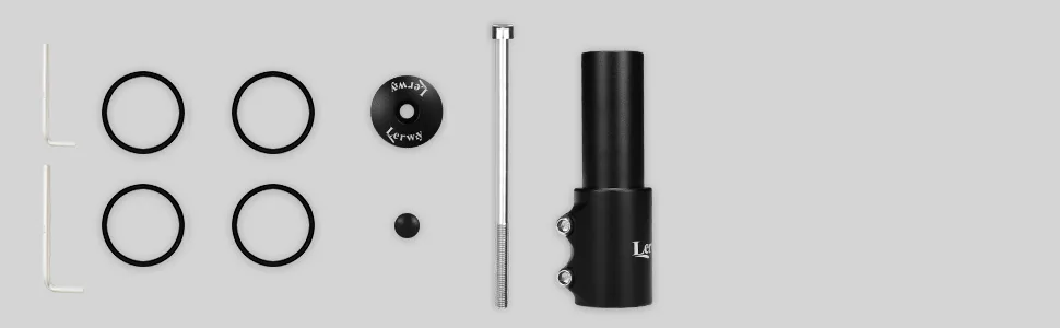 LERWAY Bike Stem Riser Extender MTB Handlebar Stem Adapter with Hex Key for 1-1/8" 28.6mm Fork Aluminum Black - bicycle stem riser