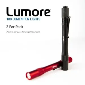 Lumore Pen Flashlights, Durable Anodized Aircraft-Grade Aluminum, 100 Lumen Premium Medical Lights with 84 Meter Viewing Distance, 4 Pack - lumore