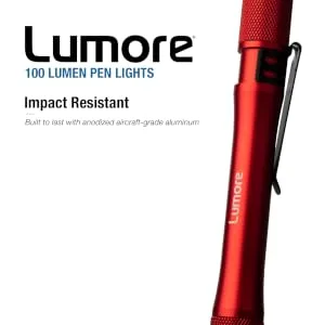 Lumore Pen Flashlights, Durable Anodized Aircraft-Grade Aluminum, 100 Lumen Premium Medical Lights with 84 Meter Viewing Distance, 4 Pack - lumore, headlamp, light, pen light,