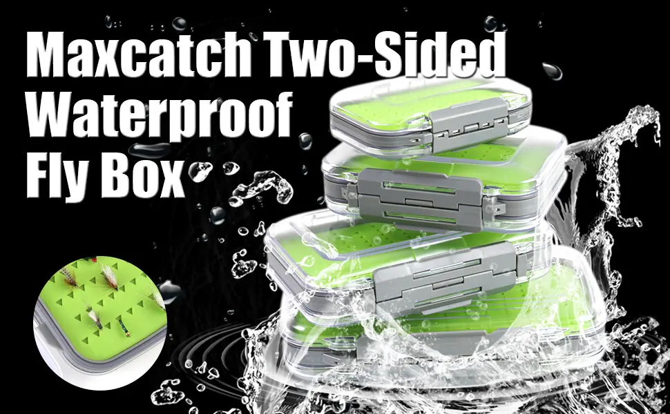 M MAXIMUMCATCH Maxcatch Fly Fishing Box Two-Sided Waterproof Easy Grip Foam Jig Fly Box Multiple Sizes Easy Grip Foam Large-5.9''x 3.8''x 1.77'' - fly fishing box