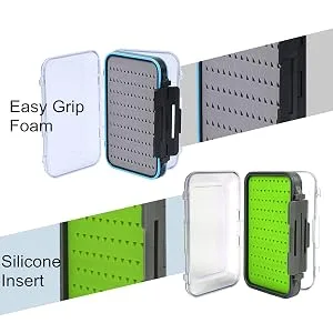 M MAXIMUMCATCH Maxcatch Fly Fishing Box Two-Sided Waterproof Easy Grip Foam Jig Fly Box Multiple Sizes Easy Grip Foam Large-5.9''x 3.8''x 1.77'' - foam