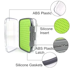 M MAXIMUMCATCH Maxcatch Fly Fishing Box Two-Sided Waterproof Easy Grip Foam Jig Fly Box Multiple Sizes Easy Grip Foam Large-5.9''x 3.8''x 1.77'' - waterproof