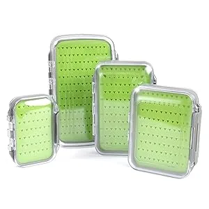 M MAXIMUMCATCH Maxcatch Fly Fishing Box Two-Sided Waterproof Easy Grip Foam Jig Fly Box Multiple Sizes Easy Grip Foam Large-5.9''x 3.8''x 1.77'' - waterproof fly box