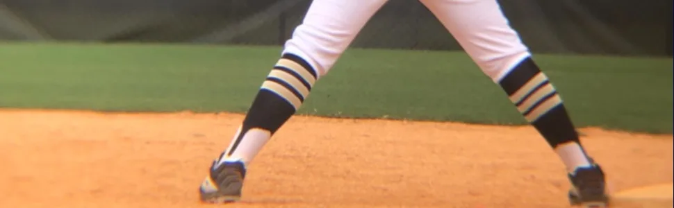 MadSportsStuff Baseball Stirrups Pattern B 3 Stripe Navy/Columbia Blue/White Medium - Team Wearing Crazy Stars Softball Socks