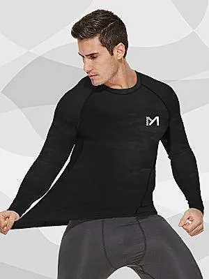 MEETYOO Men's Compression Long Sleeve Athletic Workout Shirt Medium White - product information 15