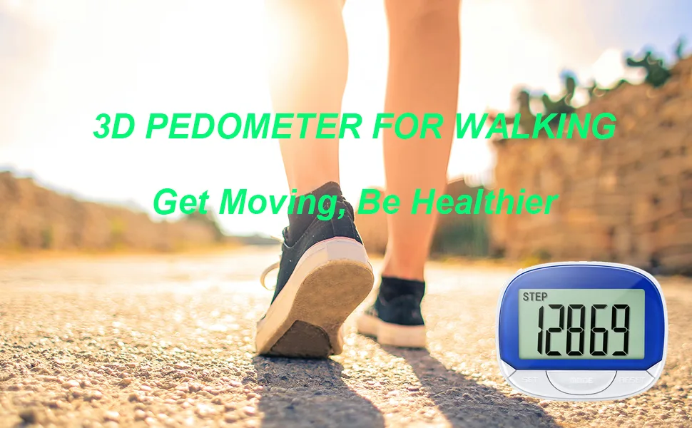 MOLIONS 3D Pedometer for Walking, Multi-Function Step Tracker with Belt Clip, Accurate Step Counter with Large Display for Men Women Kids and Elder - Blue - 3D PEDOMETER FOR WALKING