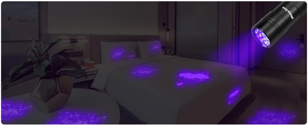 morpilot Blacklight Flashlights uv Flashlight: 12 Led 395nm 2 Pcs Black Light Flashlight Mini, Pet Urine Detector Light for Dog/Cat, Dry Stains, Resin Curing, Bed Bug 2 pack - product information 12
