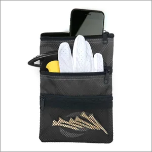 Orlimar Detachable Golf Accessory Pouch, 3 Zippered Pockets for Valuables and Golf Accessories, Clips to Your Golf Bag for Extra Storage and Easy Access. Black - Orlimar Golf Detachable Accessory Pouch with a cell phone, golf glove and golf tee