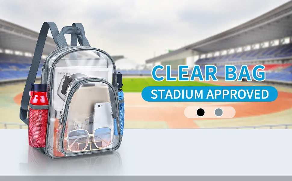 Paxiland Clear Backpack Small Stadium Approved for Women Clear Bag for Work Travel Concert Sports Grey-m - clear bag stadium approved