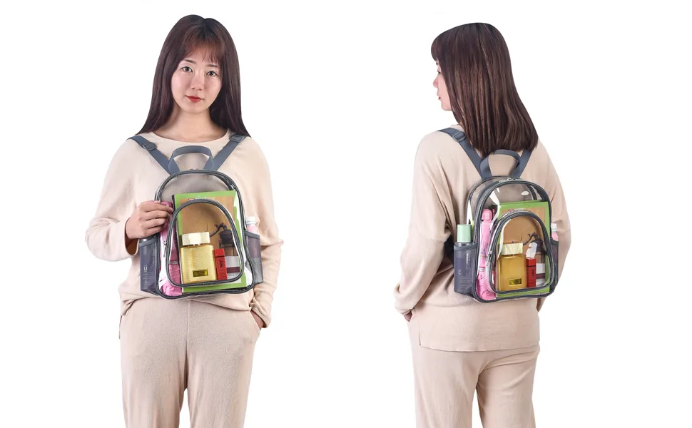 Paxiland Clear Backpack Small Stadium Approved for Women Clear Bag for Work Travel Concert Sports Grey-m - model
