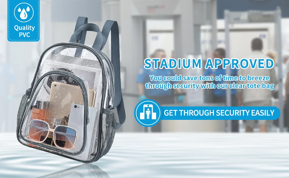 Paxiland Clear Backpack Small Stadium Approved for Women Clear Bag for Work Travel Concert Sports Grey-m - stadium approved