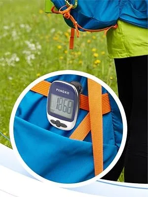 PINGKO Pedometer Portable LCD Step Counter with Calories Burned and Step Counting for Jogging Hiking Running Walking - Blue - Simple pedometer for walking