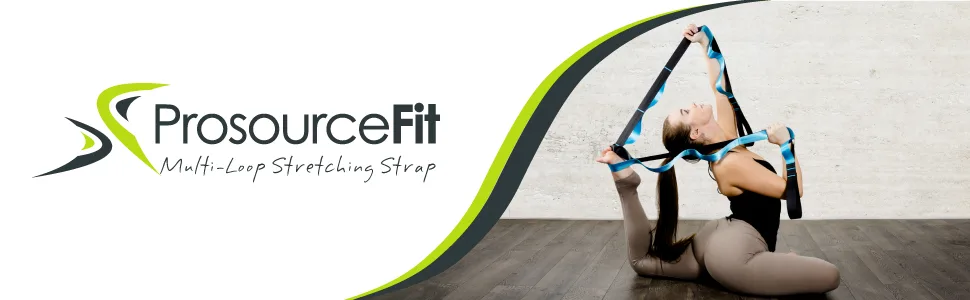 ProsourceFIt Multi-Loop Stretching Strap 8 Ft for Yoga, Pilates, Physical Therapy, Sports, Dance & Gymnastics to Improve Posture, Increase Flexibility and Mobility Blue - ProsourceFit Multi-Loop Stretching Strap