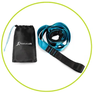 ProsourceFIt Multi-Loop Stretching Strap 8 Ft for Yoga, Pilates, Physical Therapy, Sports, Dance & Gymnastics to Improve Posture, Increase Flexibility and Mobility Blue - yoga strap, yoga stretch belt, multi grip stretch strap