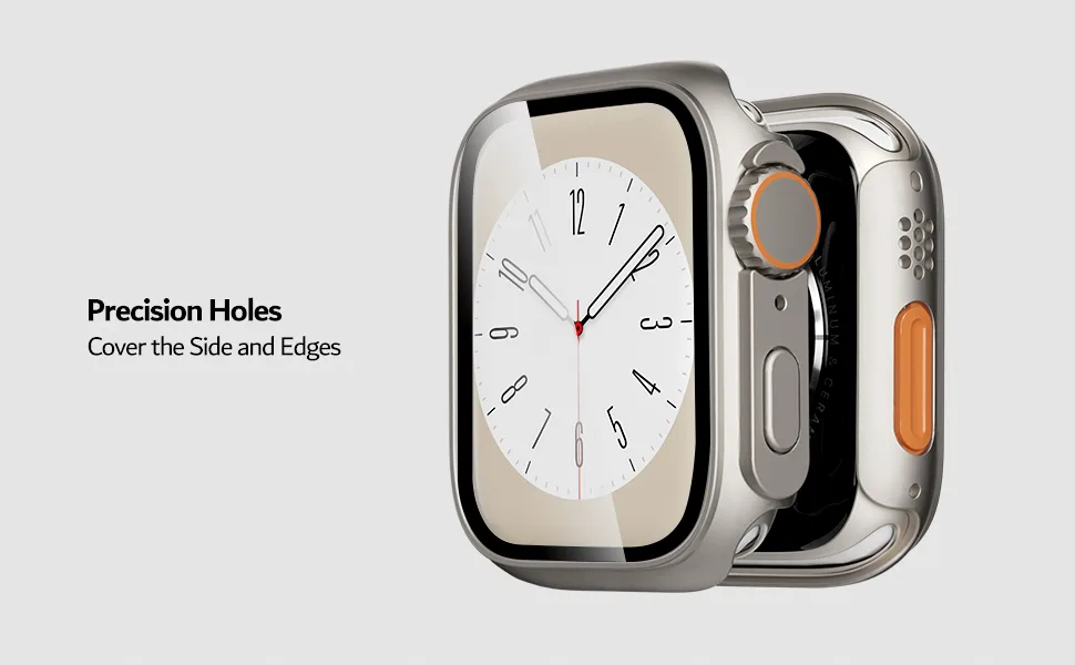 PZOZ Compatible for Apple Watch Series 7/8 45mm Hard Case with Tempered Glass Screen Protector, Unique Design Hard PC Cover, Bumper Full Coverage Accessories for iWatch 7/8 45mm - product information 4