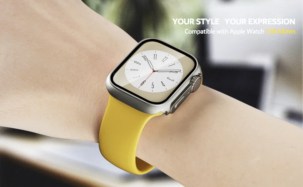 PZOZ Compatible for Apple Watch Series 7/8 45mm Hard Case with Tempered Glass Screen Protector, Unique Design Hard PC Cover, Bumper Full Coverage Accessories for iWatch 7/8 45mm - product information 6
