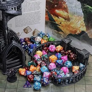 QMay DND Dice Set 42 Pieces, 6 Sets Double - Colors Polyhedron Dice D&D Dice with 6 Pattern Dice Bag, Great for Dungeons and Dragons RPG MTG Table Games etc 42 pcs - Bright Colors