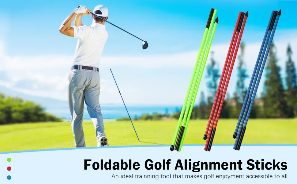Rhino Valley Golf Alignment Sticks - 2 Pack Collapsible Golf Practice Rods for Aiming, Putting, Full Swing Trainer, Posture Corrector with Clear Tube Case, Portable Golf Training Equipment Green - product information 12