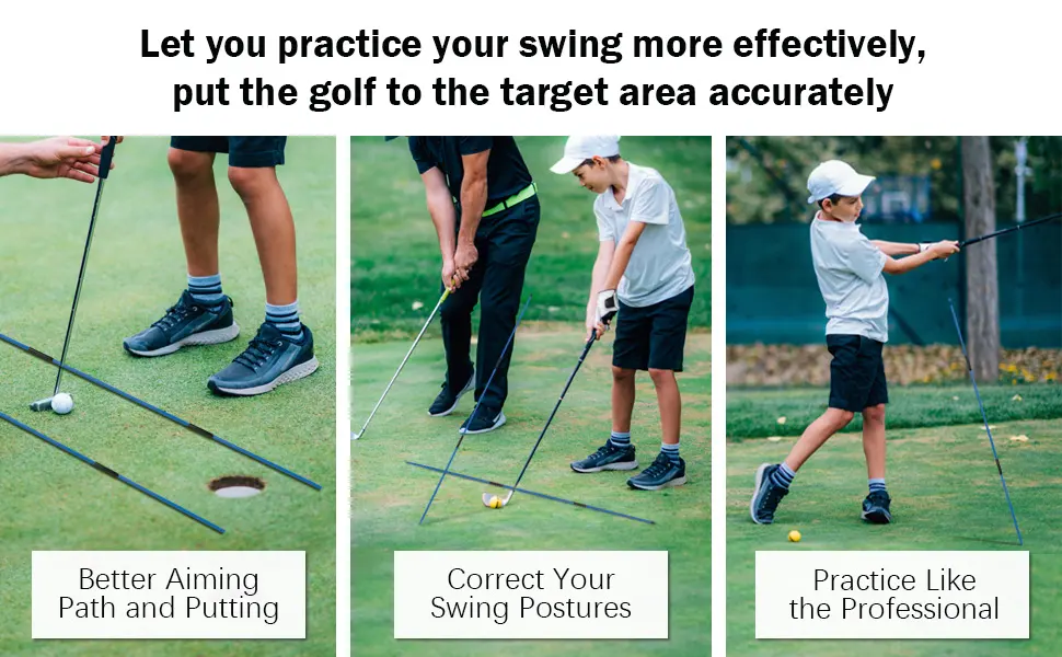 Rhino Valley Golf Alignment Sticks - 2 Pack Collapsible Golf Practice Rods for Aiming, Putting, Full Swing Trainer, Posture Corrector with Clear Tube Case, Portable Golf Training Equipment Green - product information 15