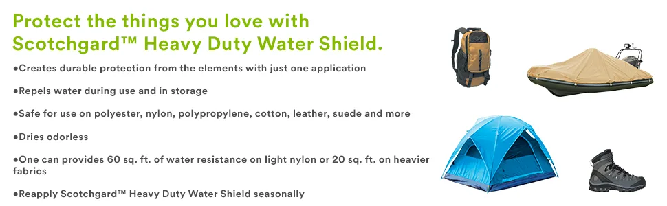 Scotchgard Heavy Duty Water Shield, Repels Water, Ideal For Outerwear, Tents, Backpacks, Canvas, Polyester And Nylon, 13 Ounces - product information 3