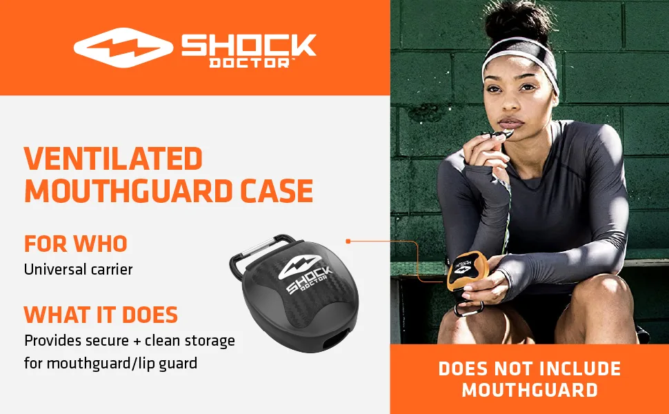 Shock Doctor Ventilated Mouth Guard Case, Universal Storage for Adult & Youth Sizes - Ventilated Mouthguard Case