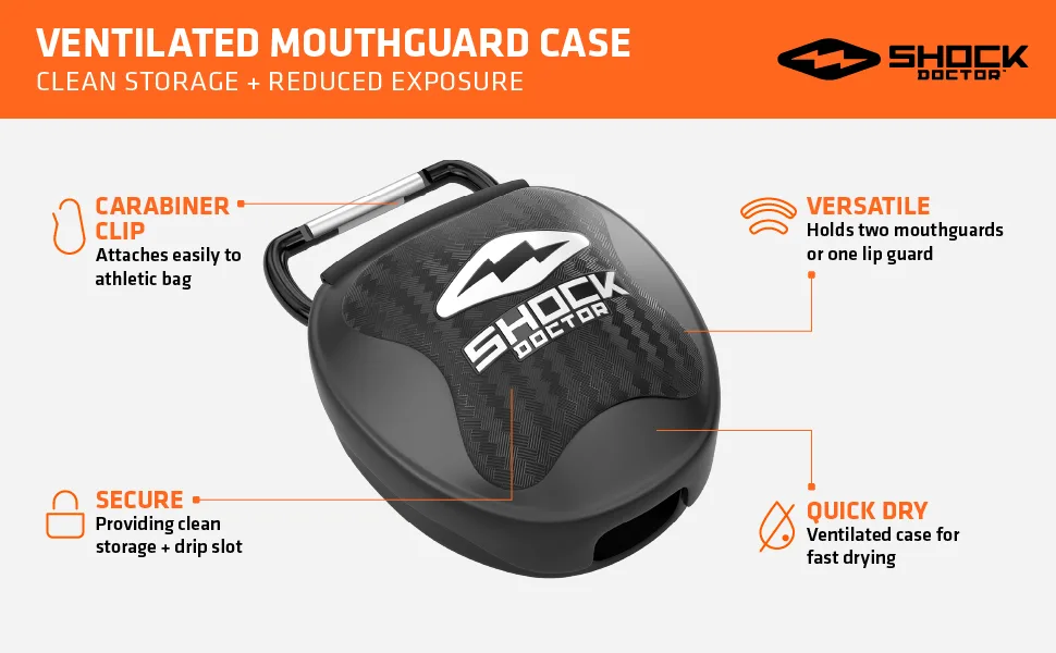 Shock Doctor Ventilated Mouth Guard Case, Universal Storage for Adult & Youth Sizes - Ventilated Mouthguard Case