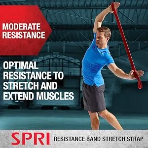 SPRI Stretch Strap with Loop Handles - Resistance Band Elastic Stretching Strap Hand/Foot Assist for Exercise & Fitness, Pre or Post Workout for Legs, Hamstring, Arms, Back, red - SPRI Resistance Band Stretch Strap